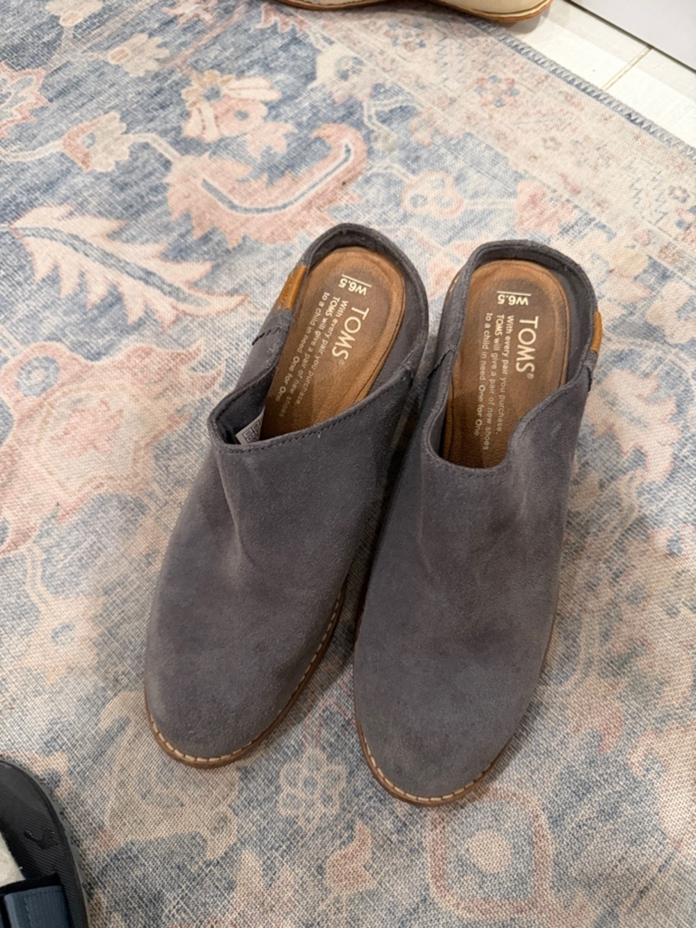 TOMS Charcoal Suede Slip-On Mule Clogs